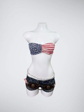 VTG 2000s Mudd American Flag Bandeau Top | Y2K McBling Trashy Chic